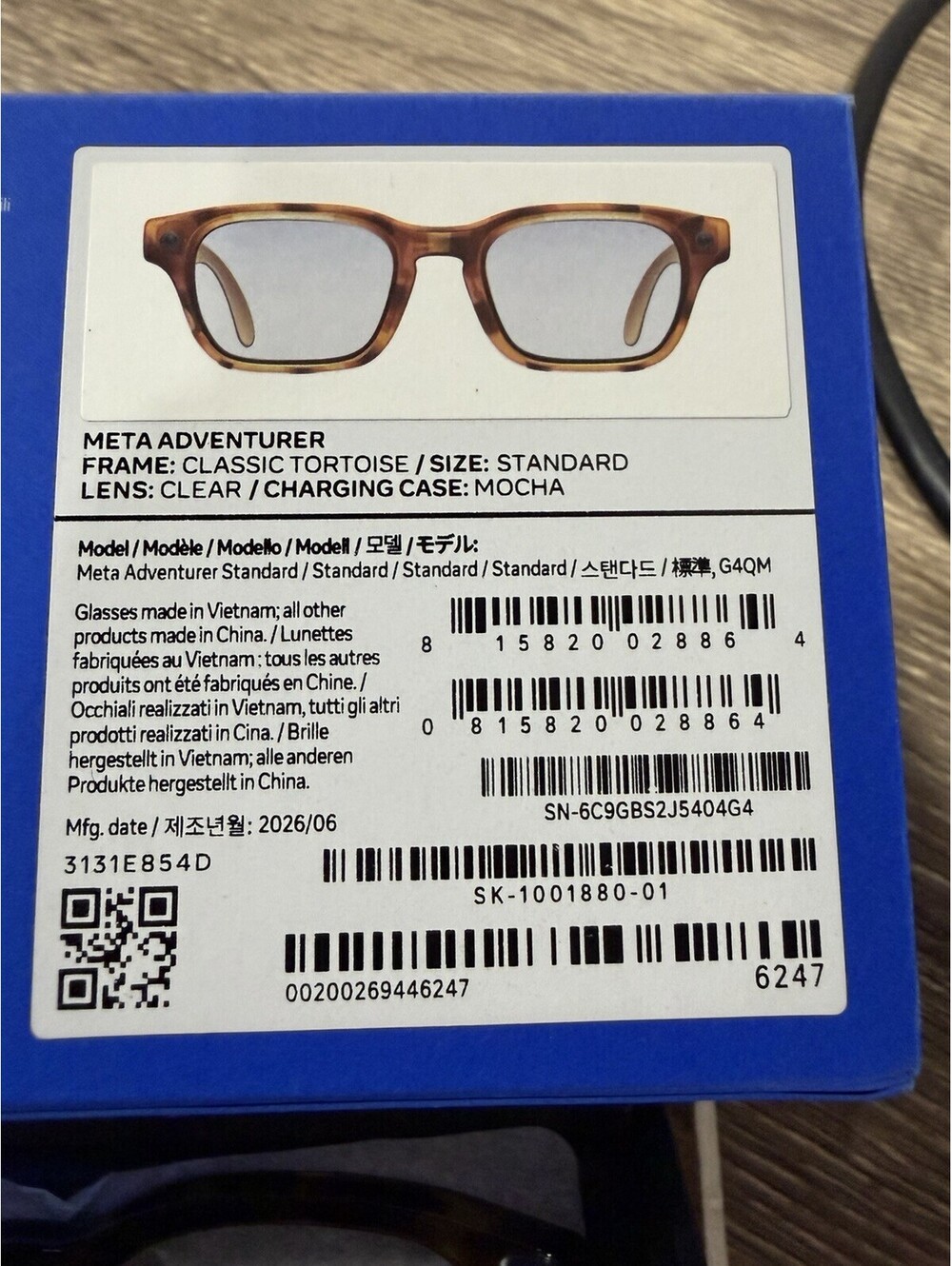 META ADVENTURER AI Smart Glasses Tortoise Brown  W/ Clear Lenses Size Standard